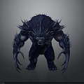 Ferocious Blue Spiked Fantasy Beast With Sharp Talons And Menacing Appearance