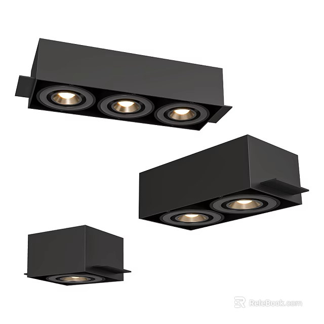 Modern Black LED Downlights And Spotlights With Sleek Ceiling Design 3d model