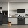 Modern Kitchen Interior With Stylish Gray Black Cabinets And Appliances 3d model