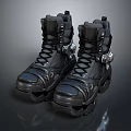 Modern Black Roller Skates With Metal Buckles Laces And Durable Wheels