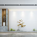 Modern Office Hallway Design With Marble Walls Elegant Lighting And Tiled Floor