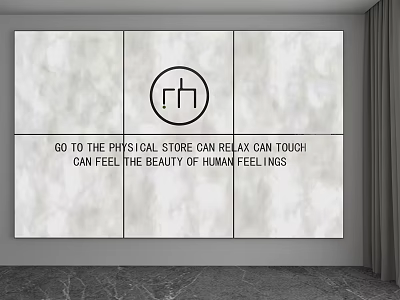 Marble Paneled Background Wall With Logo For Physical Store Relax And Touch Experience 3d model
