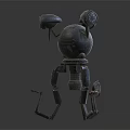 Mechanical Robot Character With Metallic Body Head Components Legs And Small Tool 3d model