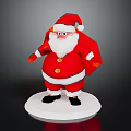3D Santa Claus Character Standing With Red Outfit White Beard And Gift Bag On Base