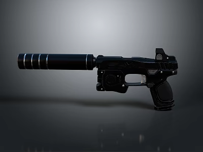 Futuristic Black Gun Weapon With Metallic Long Barrel And Sci Fi Design 3d model Futuristic Black Gun Weapon With Metallic Long Barrel And Sci Fi Design 3d model