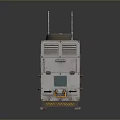 Two Industrial Gray Equipment Units With Warning Signs Metal Casings And Reflective Surface