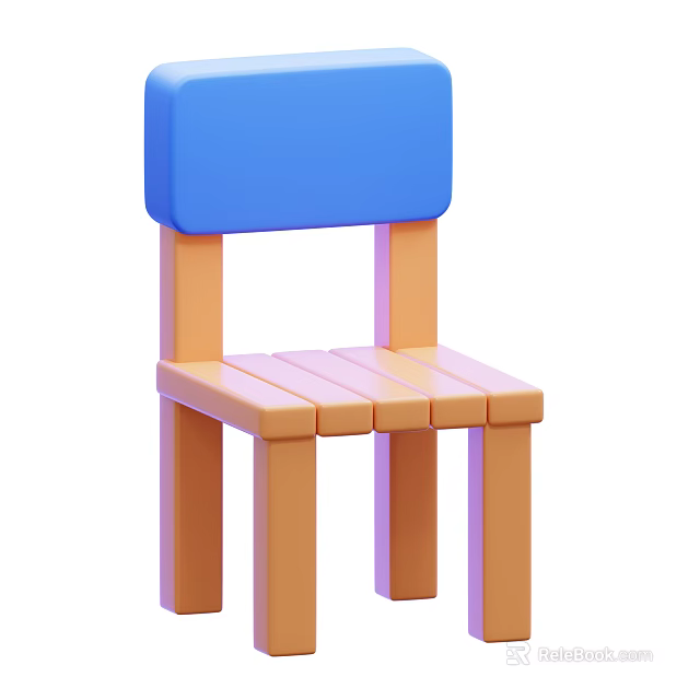 Modern Simple Leisure Chair Design With Blue Backrest And Orange Legs 3d model 