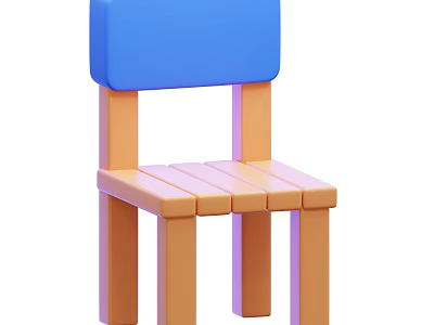 Modern Simple Leisure Chair Design With Blue Backrest And Orange Legs 3d model