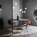 Modern Dining Table and Chair Combination 3d model