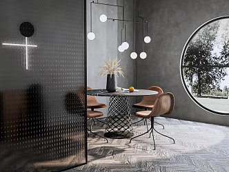 Modern Dining Table and Chair Combination 3d model