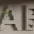 Decorative Background Wall With 3D ABC Letters Green Plant And Hello Sign