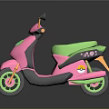 Colorful Pink And Green Stylish Modern Scooter Motorcycle With Vibrant Design Elements