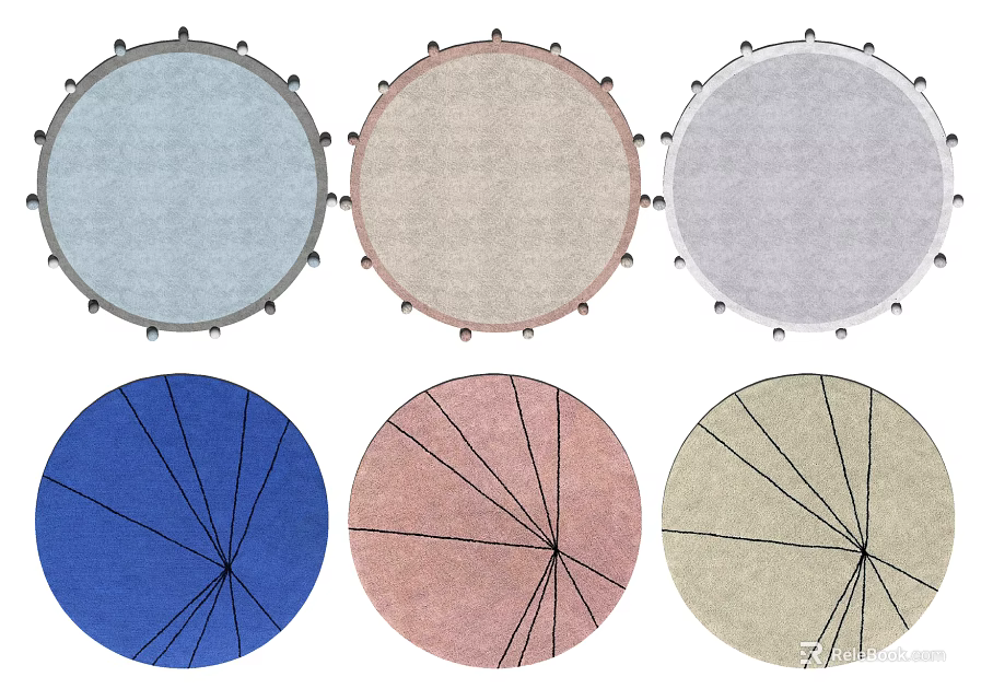 Round Rugs in Various Colors and Patterns for Modern Home Decor 3d model 