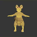 Cute Brown Mouse 3D Model with Pink Ears Blue Glasses and Brown Bag Standing Pose