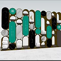 Modern Stylish Bookcase with Multicolor Panels Gold Frame and Geometric Storage Shelves