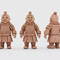 Terracotta Warrior Themed Decorative Figurine Set with Three Angles for Home