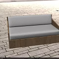Modern Two Seater Sofa With Wooden Frame And White Cushion Design 3d model