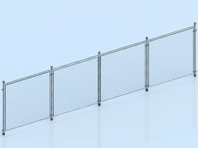 Metal Chain Link Fence With Steel Posts And Framework For Construction Site 3d model