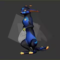Blue Fantasy Creature Character With Wings Yellow Claws And Orange Accents Standing Pose