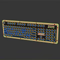 Sleek Copper Frame Keyboard With Black Circular Keys And Function Keys On Reflective Surface