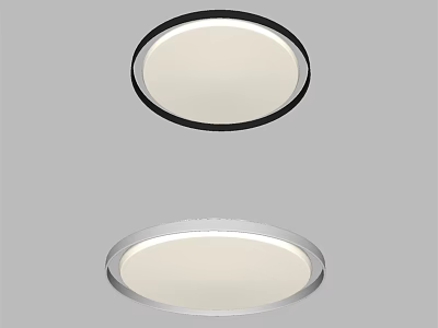 Modern Round Ceiling Lights With Black And Silver Frames And White Shade 3d model
