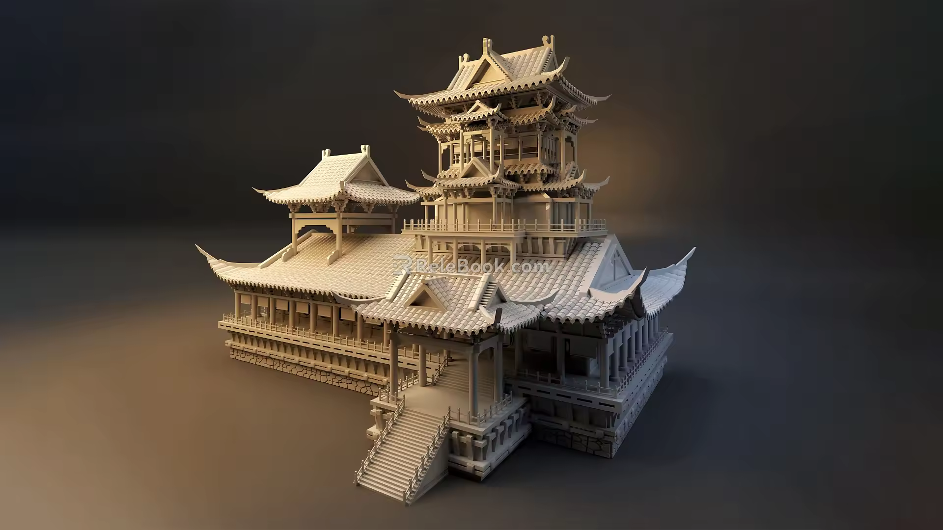 Chinese-style cartoon architecture ancient architecture 3d model