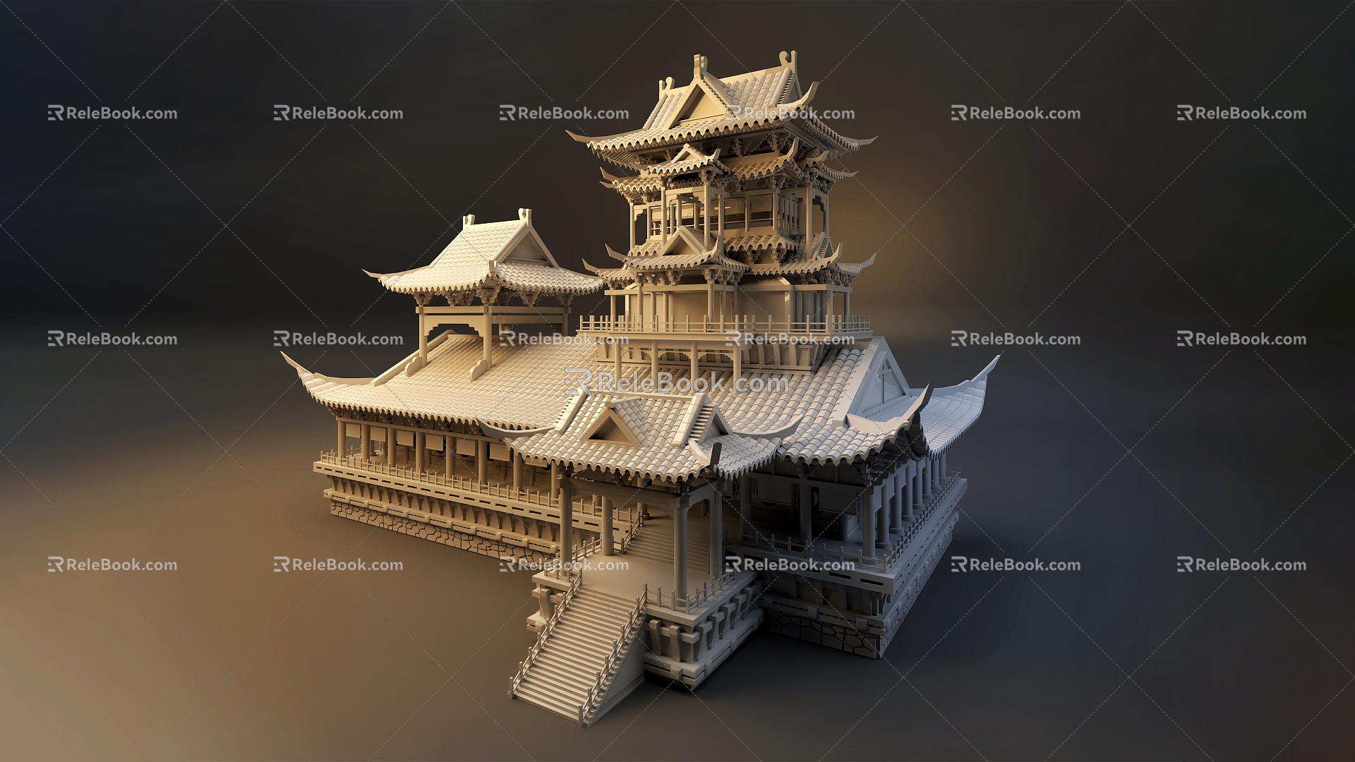 Chinese-style cartoon architecture ancient architecture 3d model