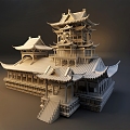 Chinese-style cartoon architecture ancient architecture 3d model