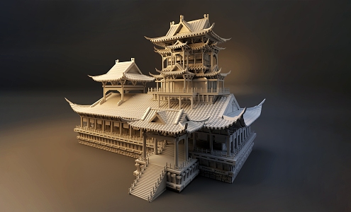 Chinese-style cartoon architecture ancient architecture 3d model