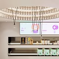 Modern MIOTEA Milk Tea Shop Interior With Colorful Fruit Murals Counter And Purple Seats