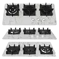 Gas Stoves With Multiple Burners In Black White And Gray Marble For Kitchen Cooking