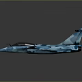 Blue Camouflage Fighter Jet Model Showcasing Aerospace Engineering Design