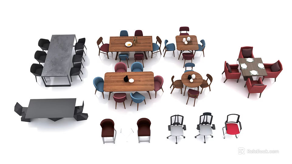 Diverse Bar Stools With Modern Designs And Colorful Options For Dining Areas 3d model 