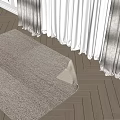 Beige Woven Square Rug on Wooden Floor with Natural Light and White Curtains
