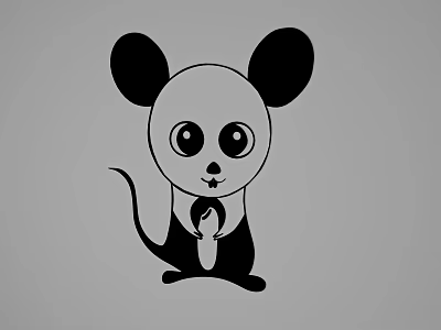Cute Black And White Cartoon Mouse Wall Decoration For Home Decor 3d model