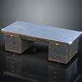Vintage Metal Desk With Drawers And Industrial Style Smooth Surface Design
