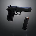 Modern Black Pistol Weapon With Detachable Magazine On Dark Background