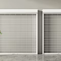 White Window Blinds In Modern Interior With Green Plant And Wall
