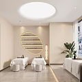 Elegant Modern Beauty Salon Interior Design With Marble Counter And Green Plants
