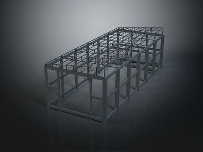 Steel Frame Structure With Grid Design For Industrial Construction Support 3d model
