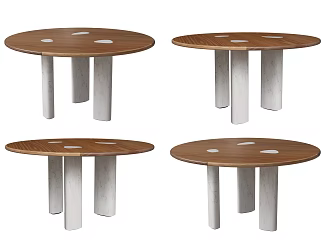 Italian Style Minimalist Marble Dining Table Creative Black Walnut Round Table Minimalist Round Table Nordic Style Marble Solid Wood Dining Table Round Creative Round Table 3d model