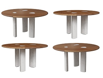 Italian Style Minimalist Marble Dining Table Creative Black Walnut Round Table Minimalist Round Table Nordic Style Marble Solid Wood Dining Table Round Creative Round Table 3d model