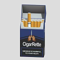 Open Cigarette Pack With Cigarettes Inside And Health Warning Label 3d model