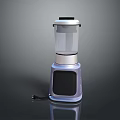 Modern Sleek Kitchen Electric Appliance With Transparent Container Silver Purple Base And Black Control Panel