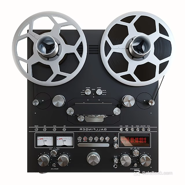 Vintage Headphone Audio ROTEL Reel to Reel Tape Recorder with Large Reels and Control Knobs 3d model 