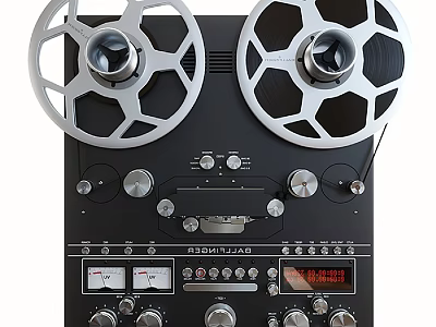 Vintage Headphone Audio ROTEL Reel to Reel Tape Recorder with Large Reels and Control Knobs 3d model