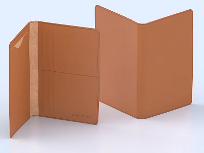Brown Leather Wallet Showing Card Slots Open Closed 3d model