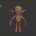 Small Green Skin Game Movie Character With Pointed Ears Red Eyes And Brown Clothing