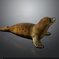 Realistic Brown Spotted Seal Figurine In Lying Pose With Detailed Features
