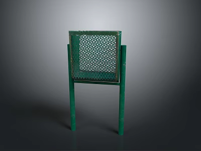 Green Industrial Equipment With Mesh Panel And Sturdy Four Leg Structure 3d model